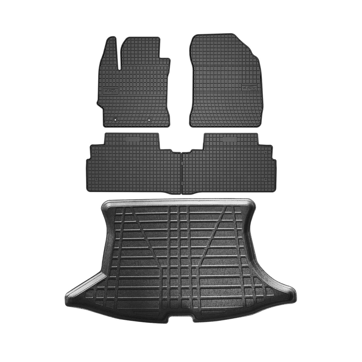 Fußmatten & Kofferraumwanne Set für Toyota Verso AR20 2009-2018 Gummi Schwarz 5x