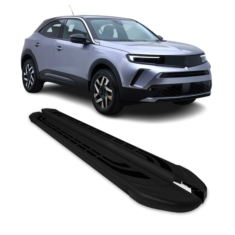 Seitenschweller Seitenbretter Trittbretter für Opel Mokka 2020-2025 Alu Schwarz