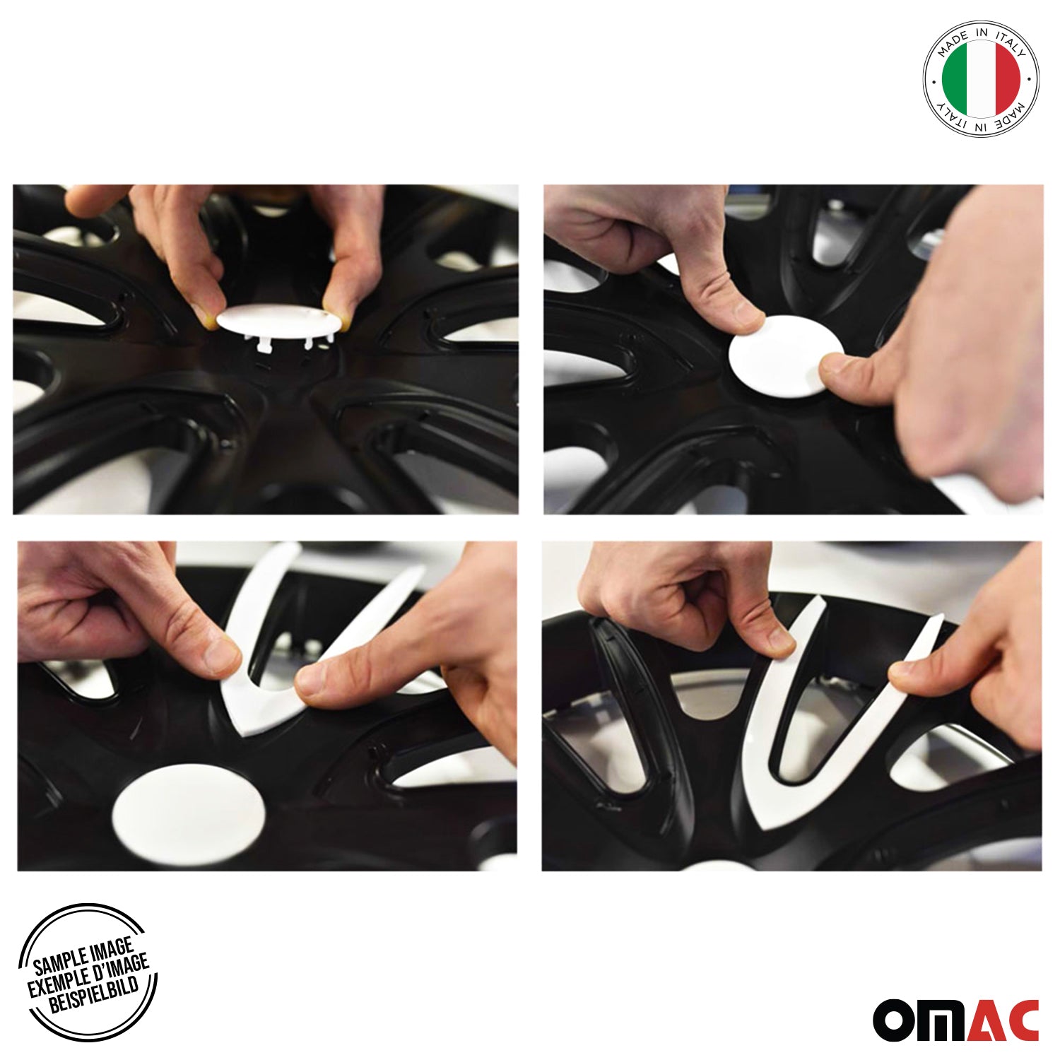 4x Radblenden Radkappen Radzierblenden für 14" Zoll Stahlfelgen Schwarz Rot