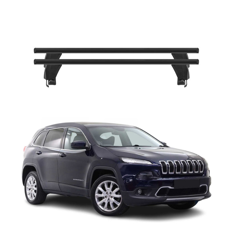 Menabo Dachträger für Jeep Cherokee KL 2014-2018 Pre-FL 50kg Alu Schwarz 2x