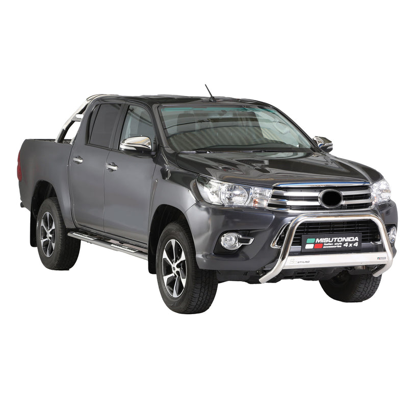 Stahl Seitenschweller Schwellerrohre für Toyota Hilux Double Cab 2016-2018 Grau