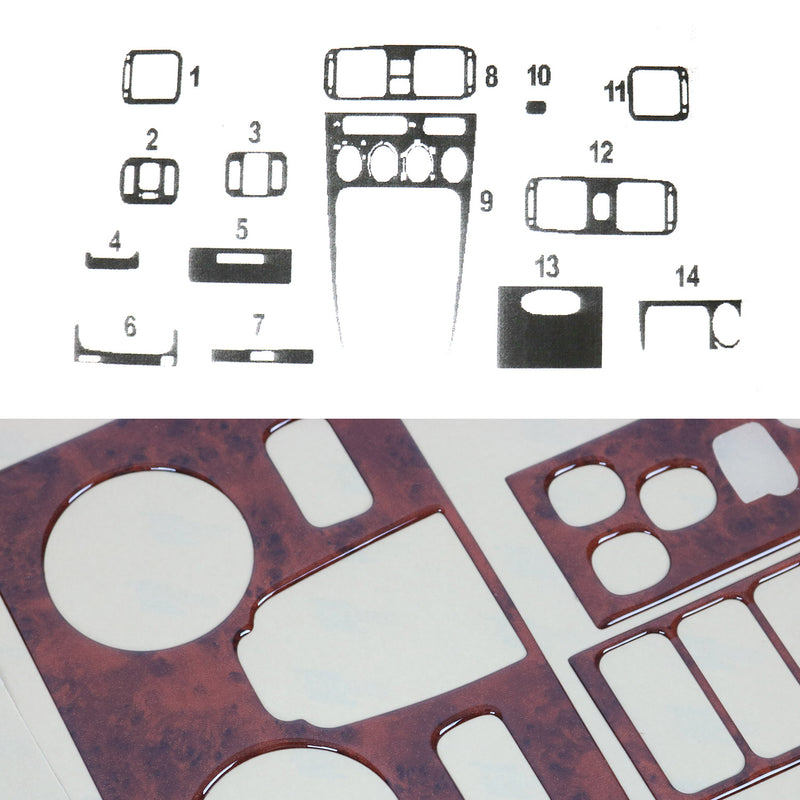 Innenraum Dekor Cockpit für Toyota Corolla 1997-2002 Wurzelholz Optik 14tlg