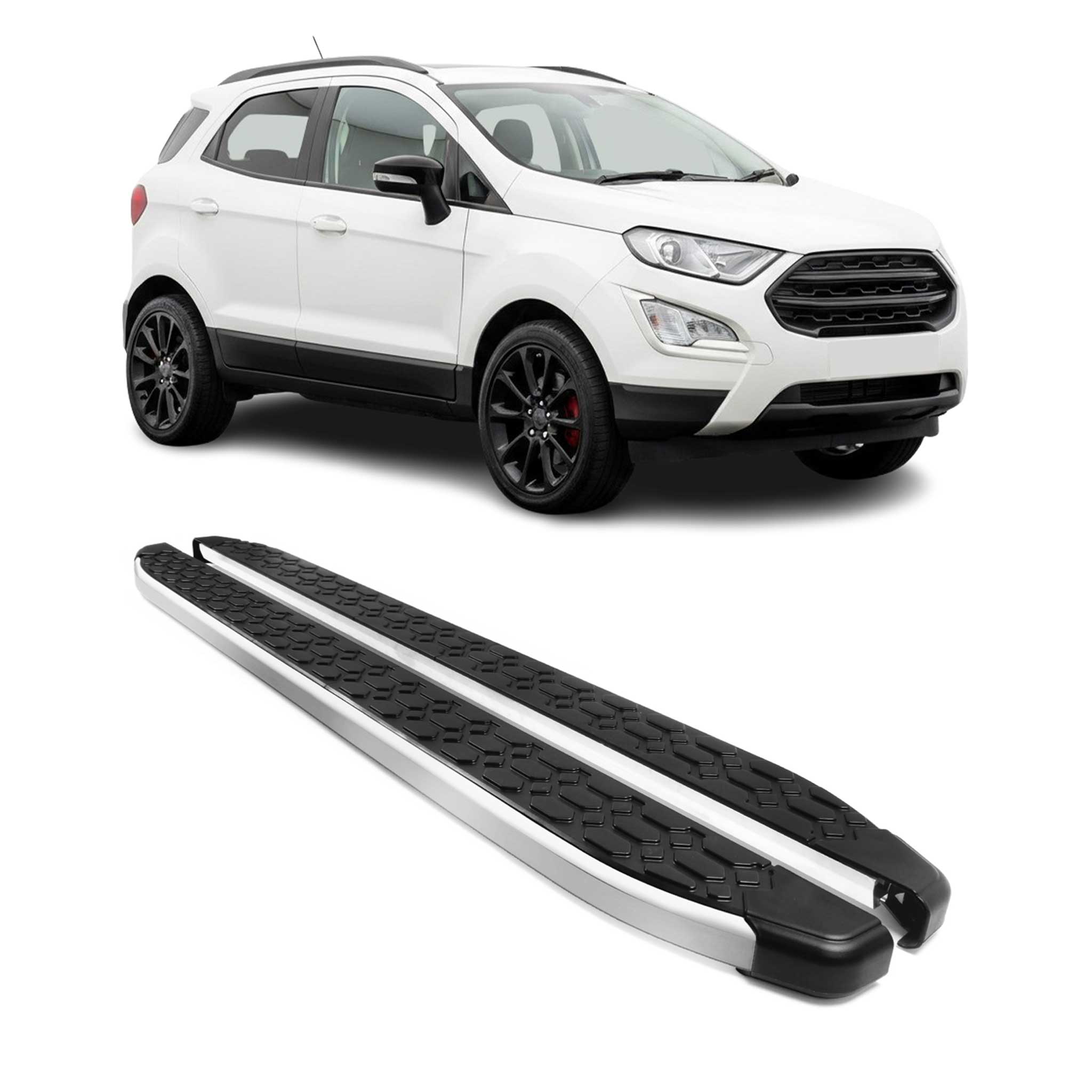 Trittbretter Seitenschweller für Ford Ecosport II 2014-2023 Schwarz Silber 2tlg