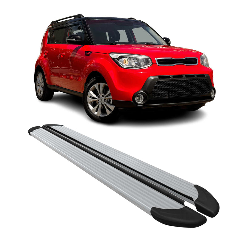 Seitenschweller Trittbretter Schweller für Kia Soul 2013-2019 Aluminium Silber