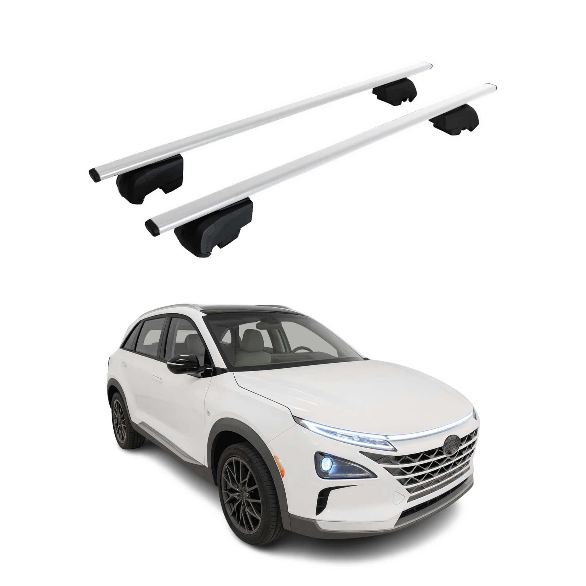 Dachträger Grundtäger für Hyundai Nexo 2019-2026 75kg Metall Silber 2 tlg