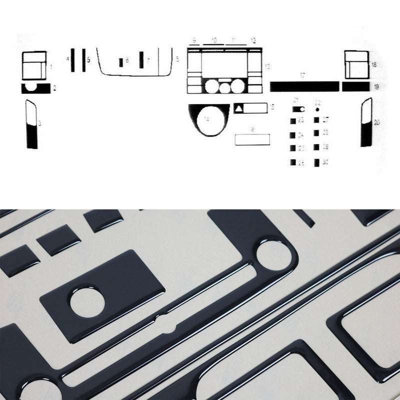 Innenraum Dekor Cockpit für VW Transporter T5 2003-2009 Piano Schwarz Optik 30x