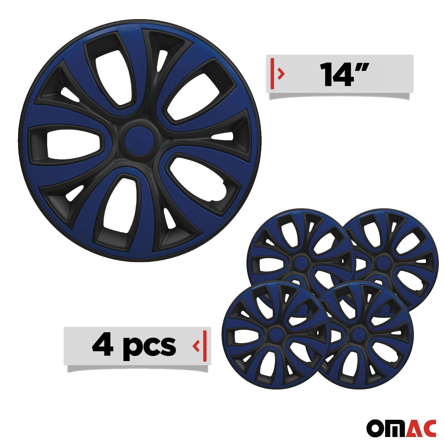 4x Radzier Radblenden Radkappen für 14" Zoll Stahlfelgen Dunkel Blau Schwarz