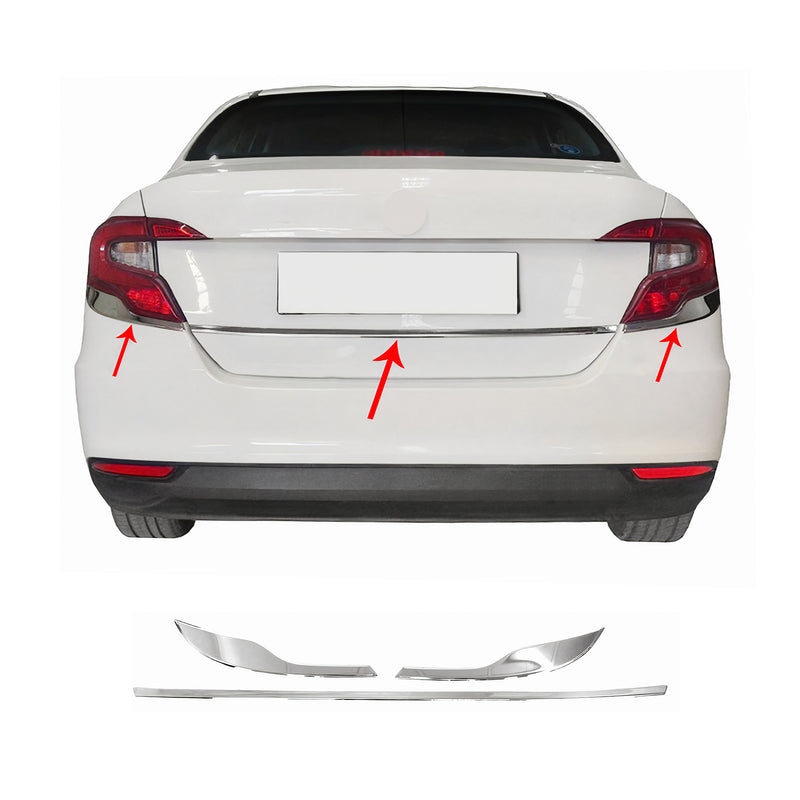 Rücklicht Leisten Heckleuchte für Fiat Tipo 2015-2025 Edelstahl Silber 3tlg