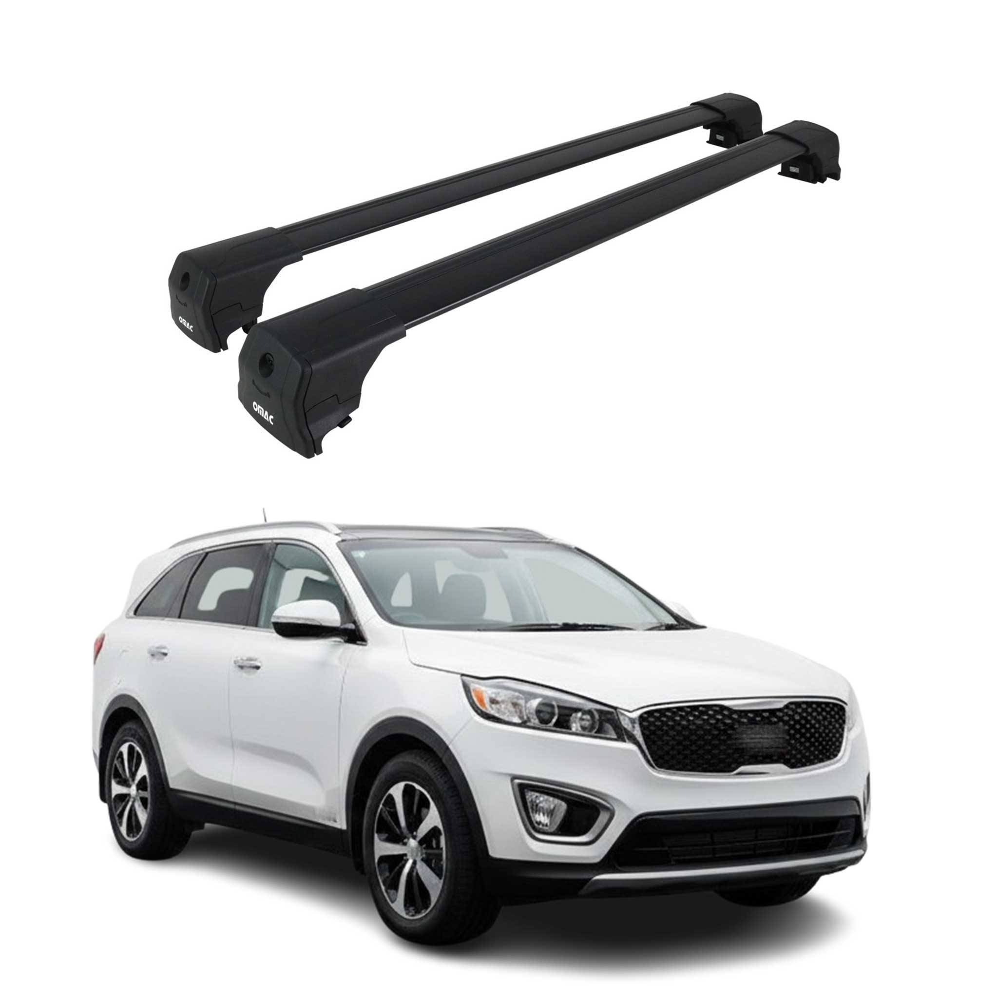 Dachträger Grundtäger für Kia Sorento mk3 2015-2020 75kg Aluminium Schwarz 2 tlg