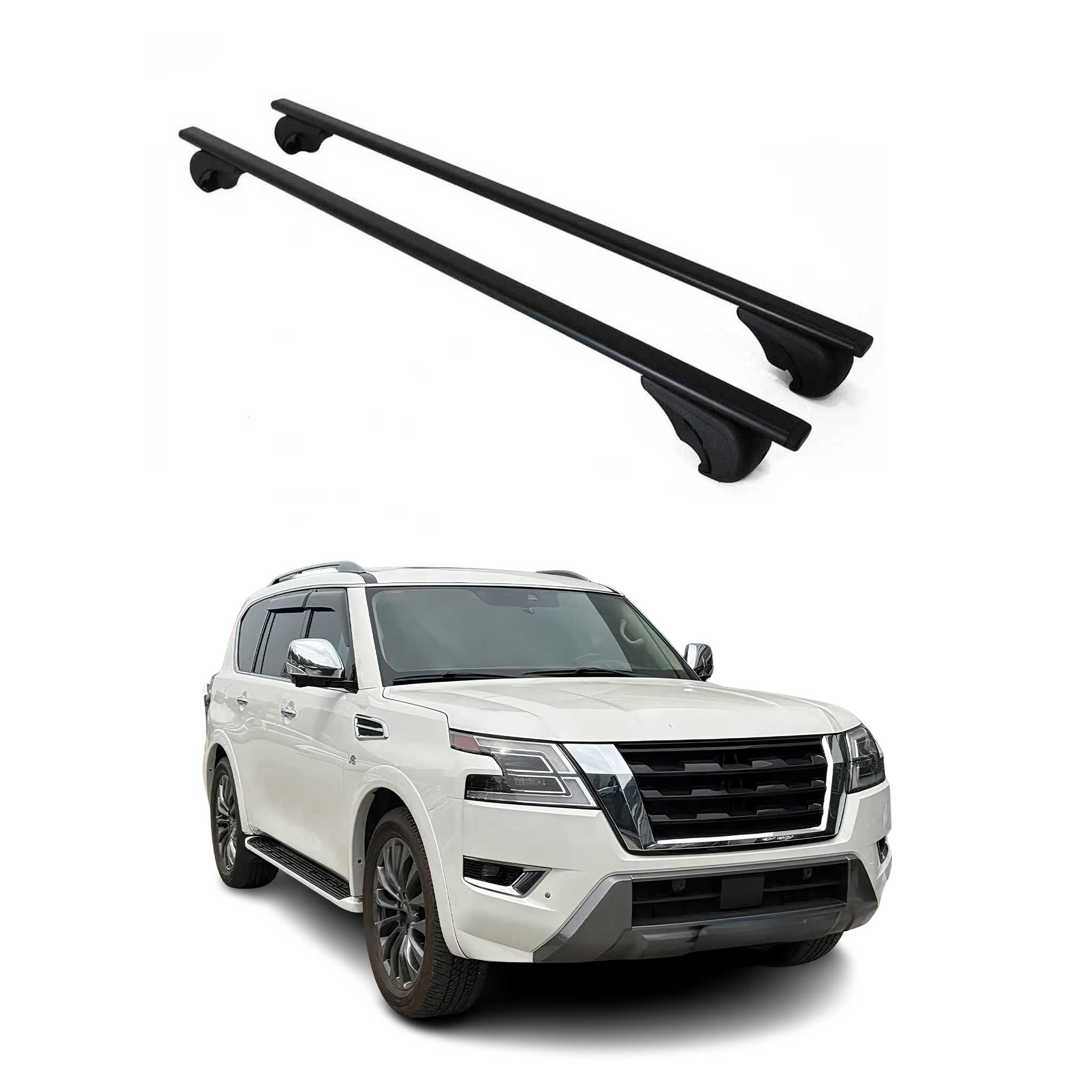 Dachträger Grundtäger für Nissan Patrol 2010-2024 75kg Metall Schwarz 2 tlg