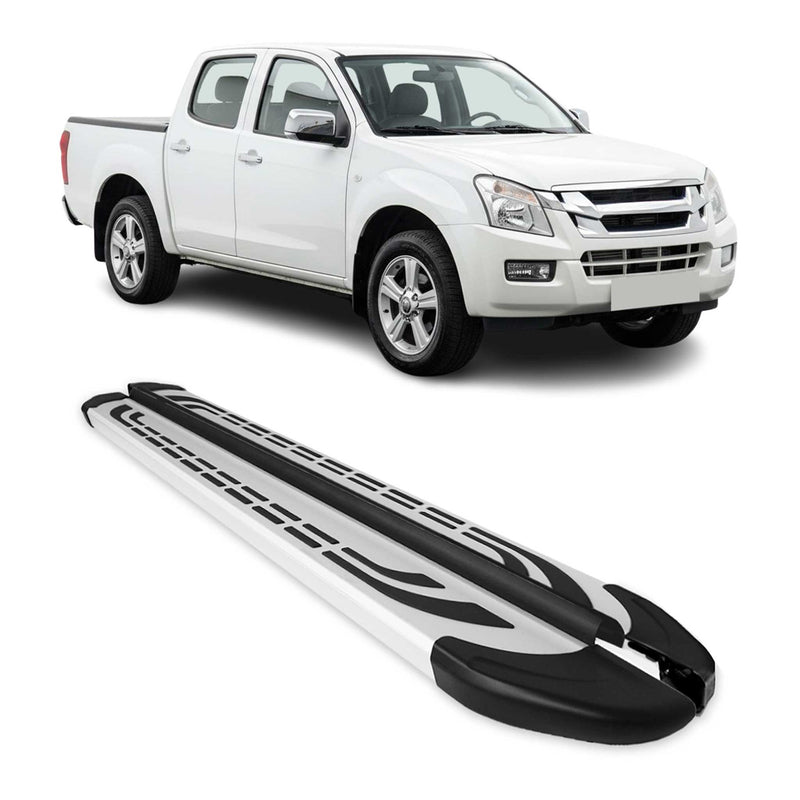 Trittbretter Seitenschweller für Isuzu D-Max DoubleCab 2006-2012 Alu Grau