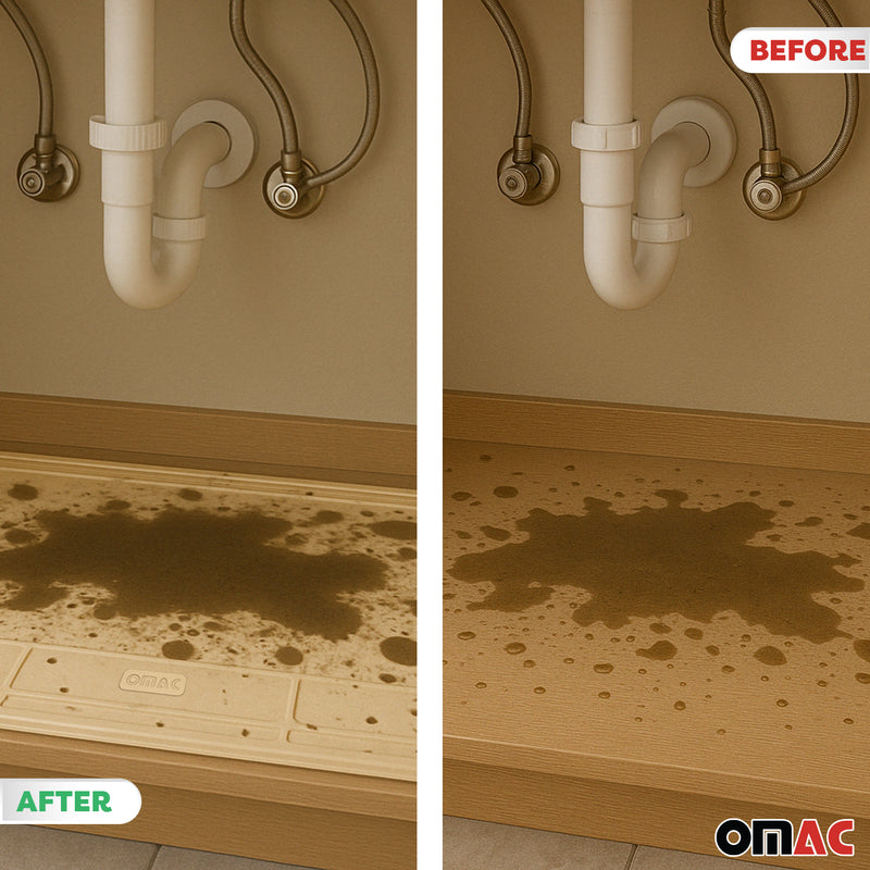 Wasserschutzmatte Spülenschrank Ecke Schutz Unterschrankausstattung TPE Beige