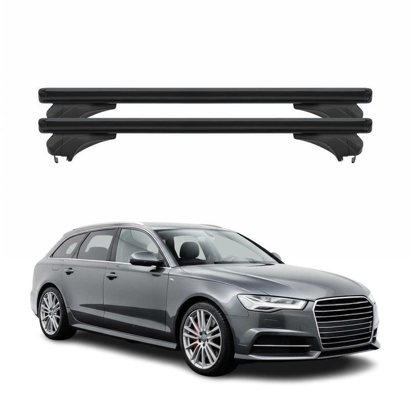 Menabo Dachträger Grundtäger für Audi A6 4G Avant 2015-2018 Aluminium Schwarz 2x