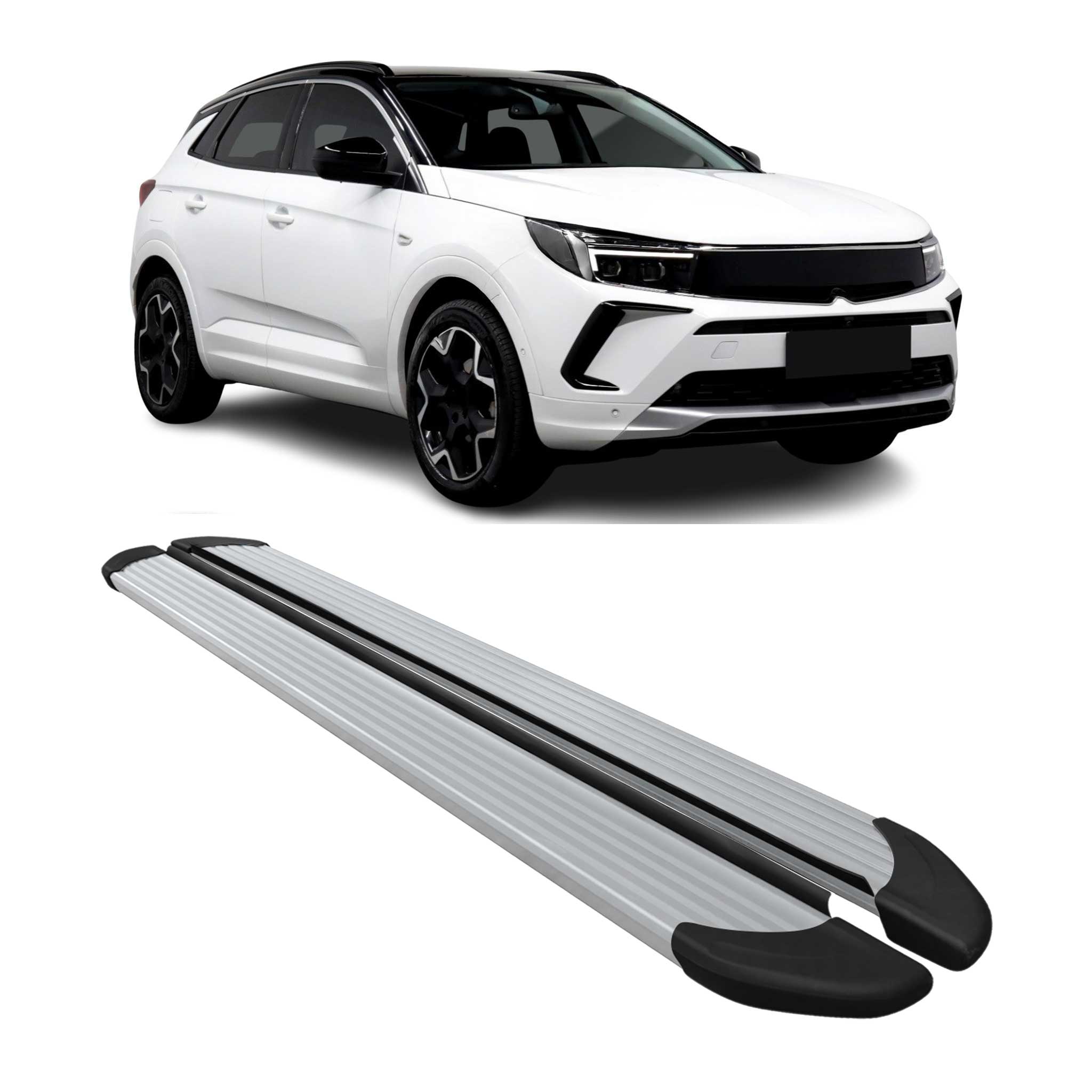 Seitenschweller Trittbretter Schweller für Opel Grandland 2021-2024 L1 Alu Grau