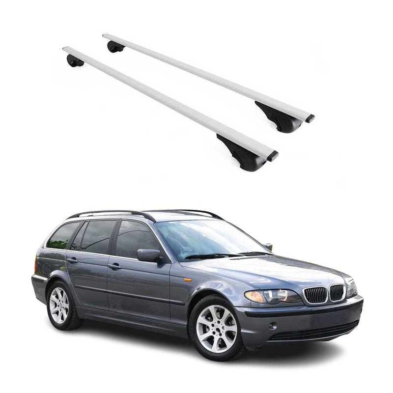 Dachträger Grundtäger für BMW 3er E46 Touring 1999-2007 75kg Metall Silber 2 tlg