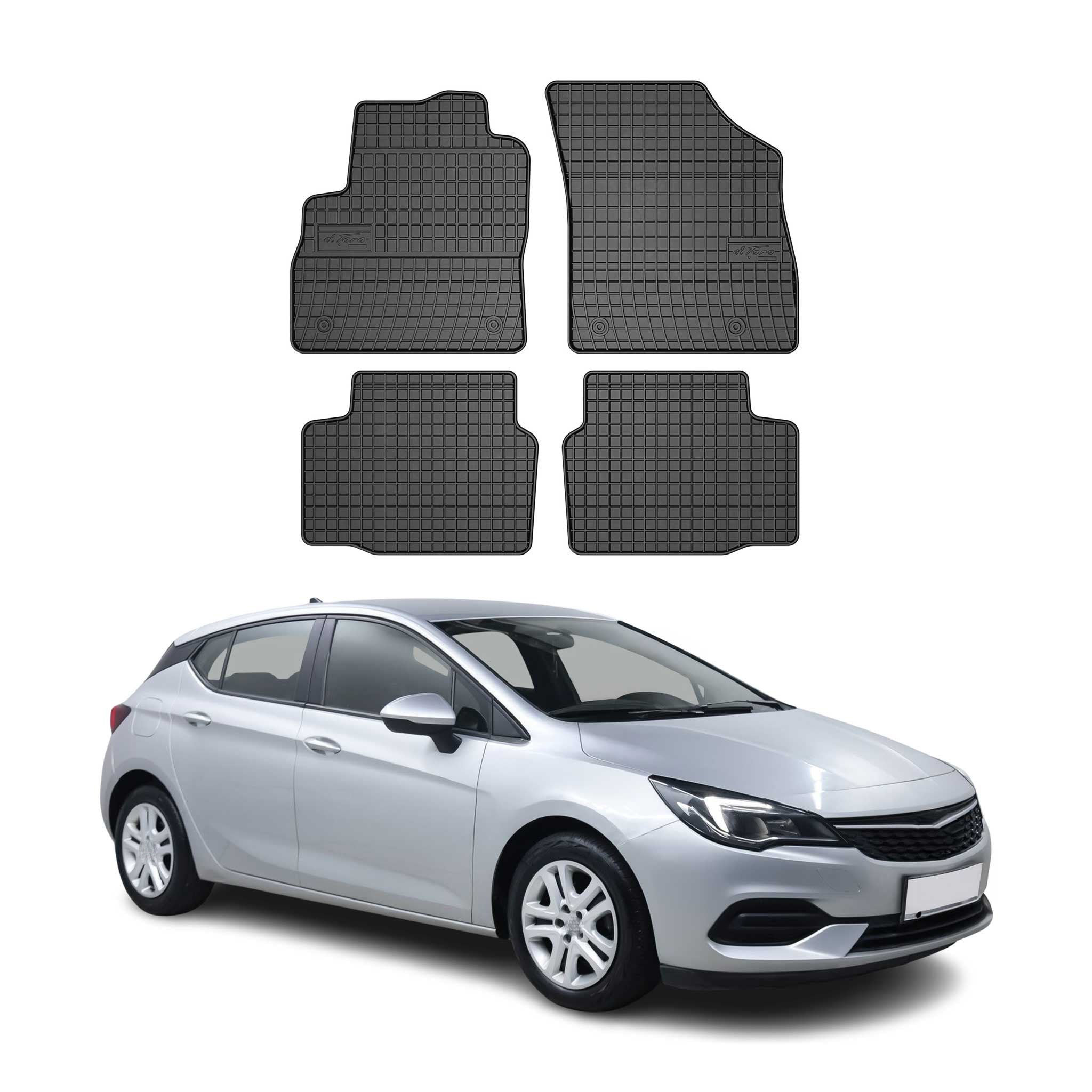 OMAC Gummi Fußmatten für Opel Astra K 2015-2021 Automatten Gummi Schwarz 4tlg