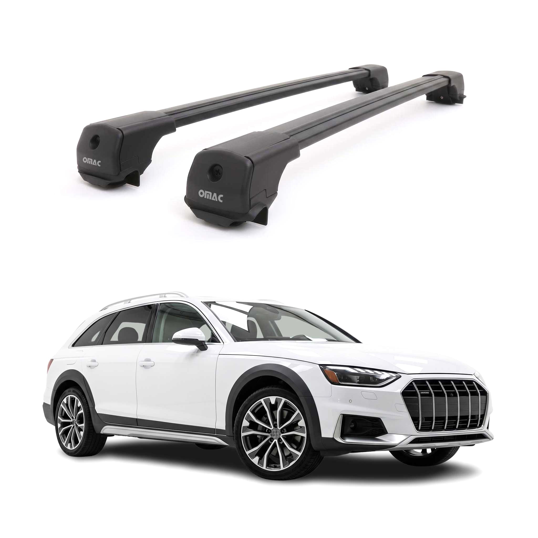 Dachträger Grundträger für Audi A4 B9 Allroad 2016-2025 Aluminium Schwarz 2tlg