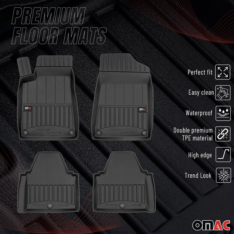 OMAC Gummi Fußmatten für Peugeot 607 1999-2010 Premium TPE Automatten Schwarz 4x