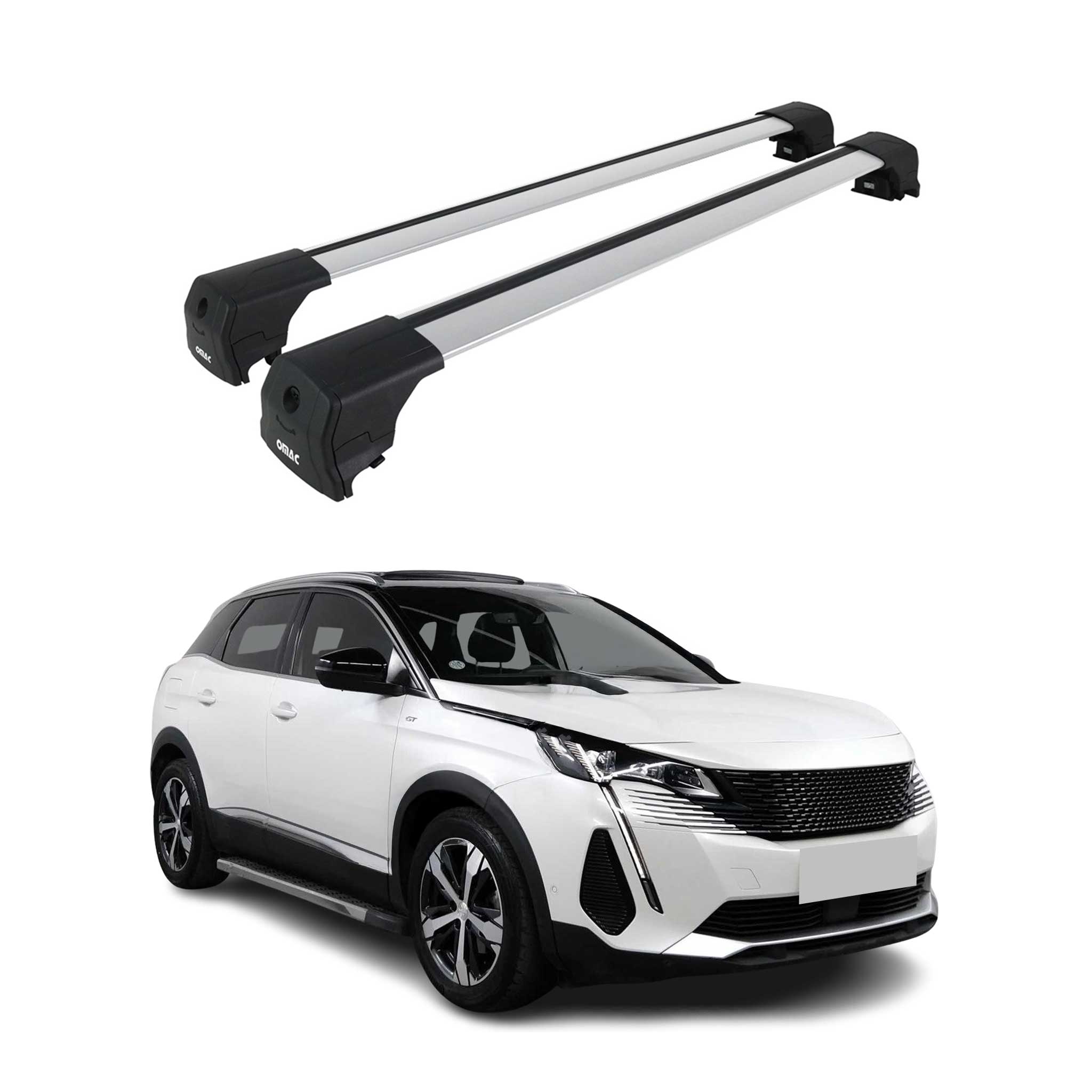 Dachträger Gepäckträger für Peugeot 3008 II 2016-2024 ABE Aluminium Grau 2x
