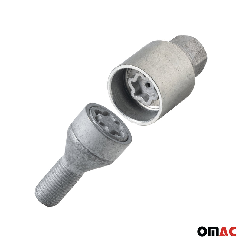 Radschloss Satz für Fiat Ducato Rad 15” ab 2006 Felgenschloss Silber 4x M14X1.5