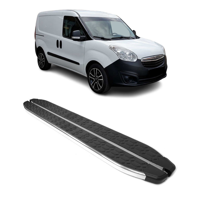 Seitenschweller für Opel Combo Kurzer D 2012-2018 Edelstahl Schwarz Silber