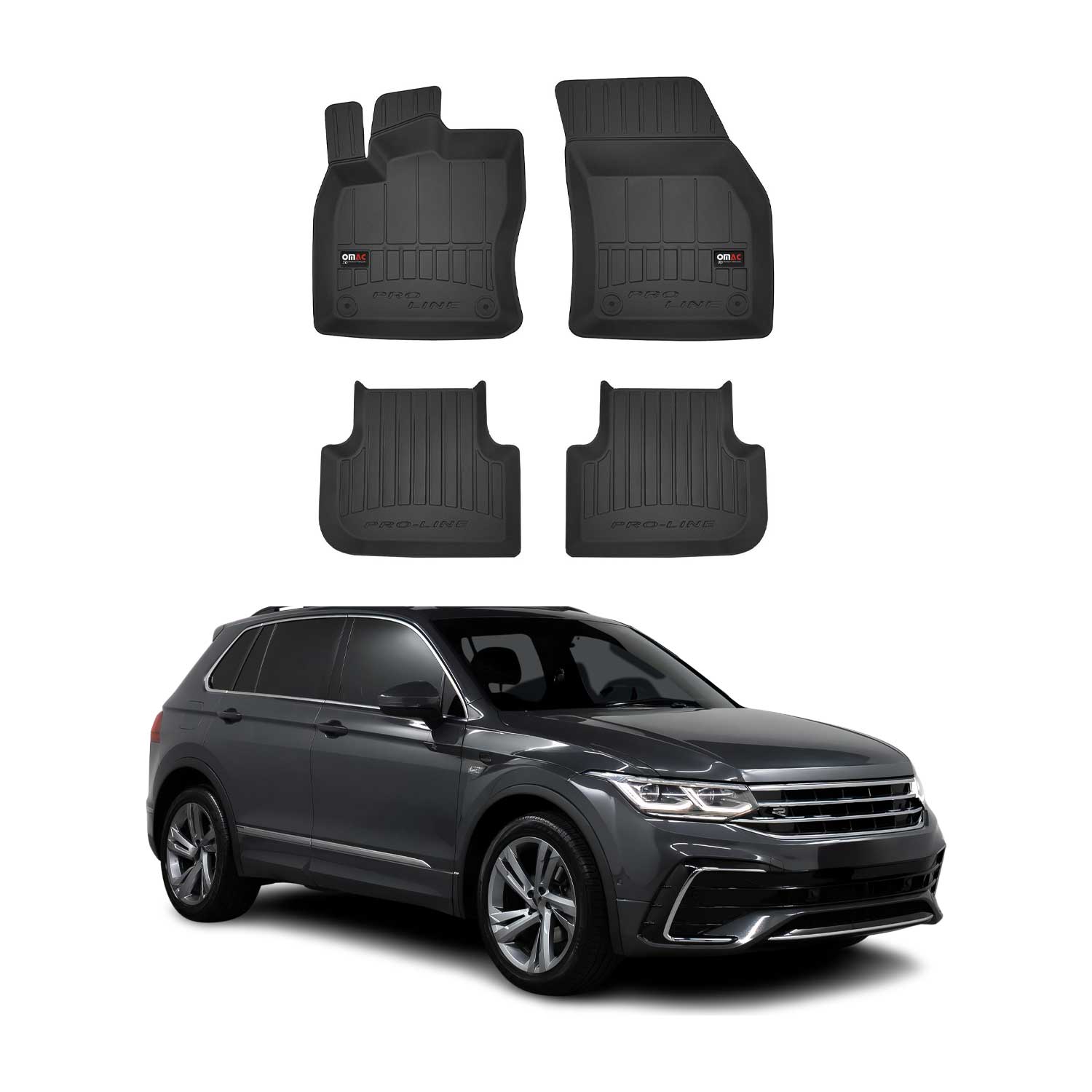 OMAC Gummi Fußmatten für VW Tiguan 2016-2024 Premium TPE 3D Automatten 4tlg