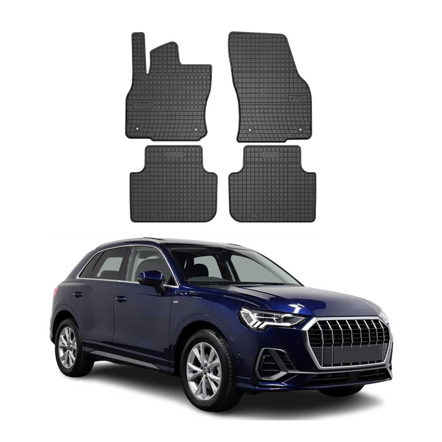 OMAC Gummi Fußmatten fürAudi Q3 Q3 Sportback F3 2018-2025 Automatten Schwarz 4x