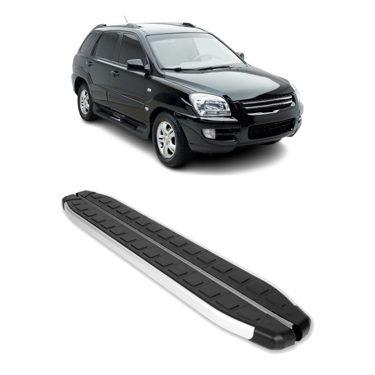 Seitenbretter Trittbretter für Kia Sportage mk2 JE 2005-2010 Alu Schwarz