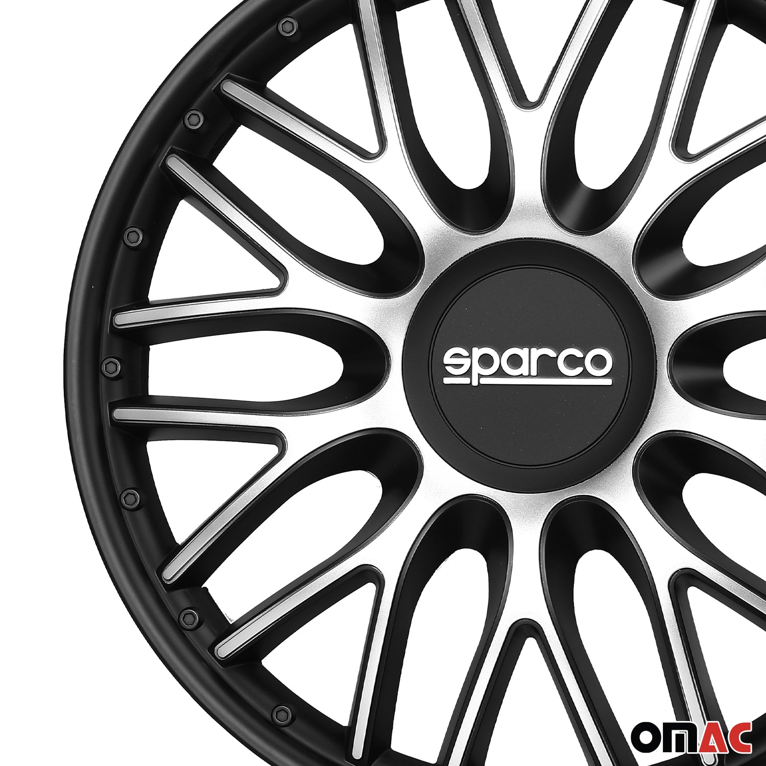 Radkappen Radzierblenden Sparco Roma 16" Zoll Abdeckung Set Silber Schwarz 4x