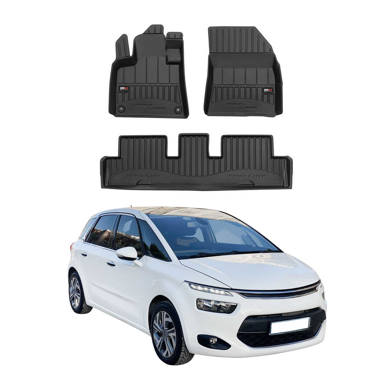OMAC Gummi Fußmatten für Citroen C4 Picasso 2013-2019 Premium Gummi Schwarz 3tlg