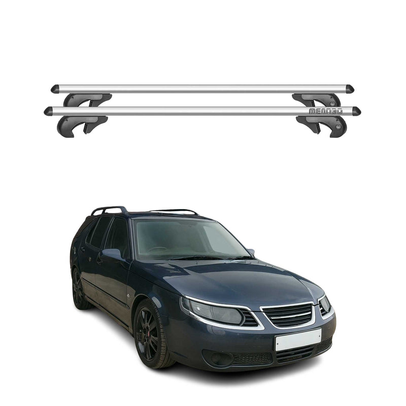Menabo Dachträger Grundtäger für Saab 9-5 Kombi 1997-2012 90kg Alu Silber 2 tlg
