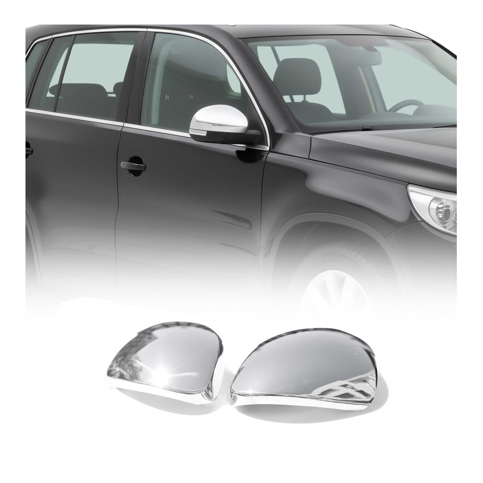 Spiegelkappen Spiegelabdeckung für Seat Alhambra 2010-2021 Edelstahl Silber 2tlg