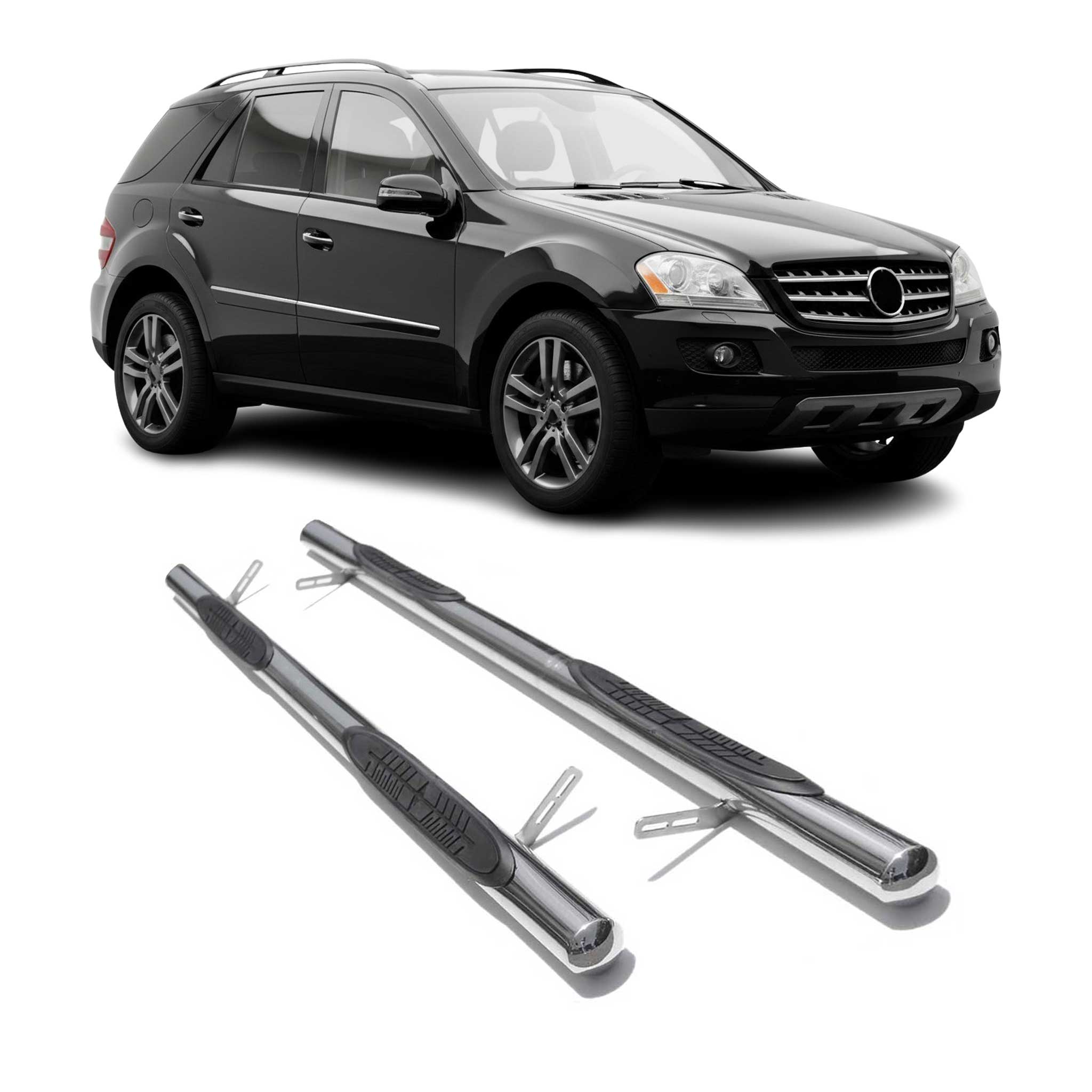 Edelstahl Trittbretter Schwellerrohre für Mercedes ML W164 Edelstahl Silber 2tlg