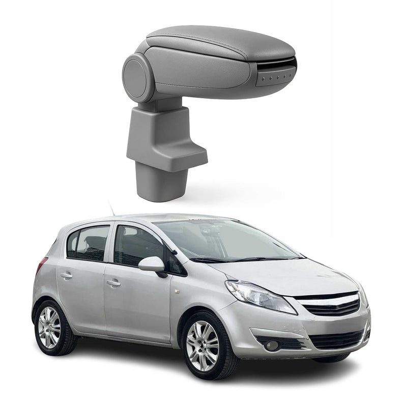 Mittelarmlehne Armlehne Mittelkonsole für Opel Corsa D 2006-2014 PU-Leder Grau