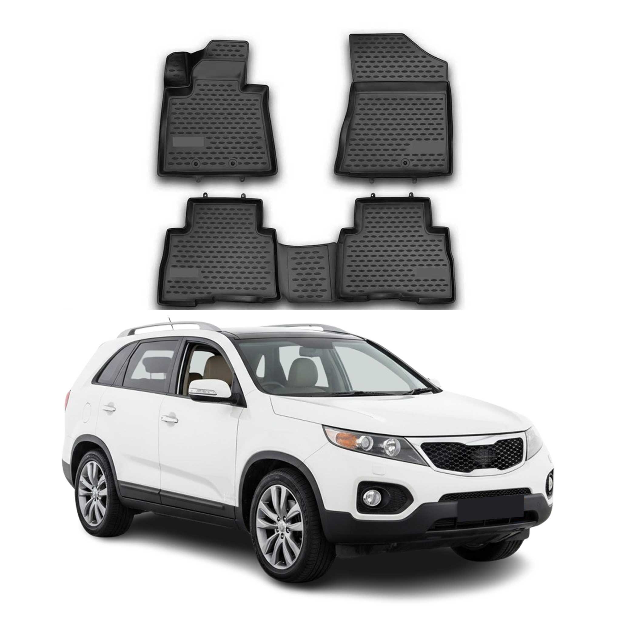 OMAC Gummimatten Fußmatten für Kia Sorento 2012-2015 TPE Automatten Schwarz 4x