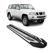 Trittbretter Seitenschweller Seitenbretter für Nissan Patrol 2010-24 Schwarz Alu