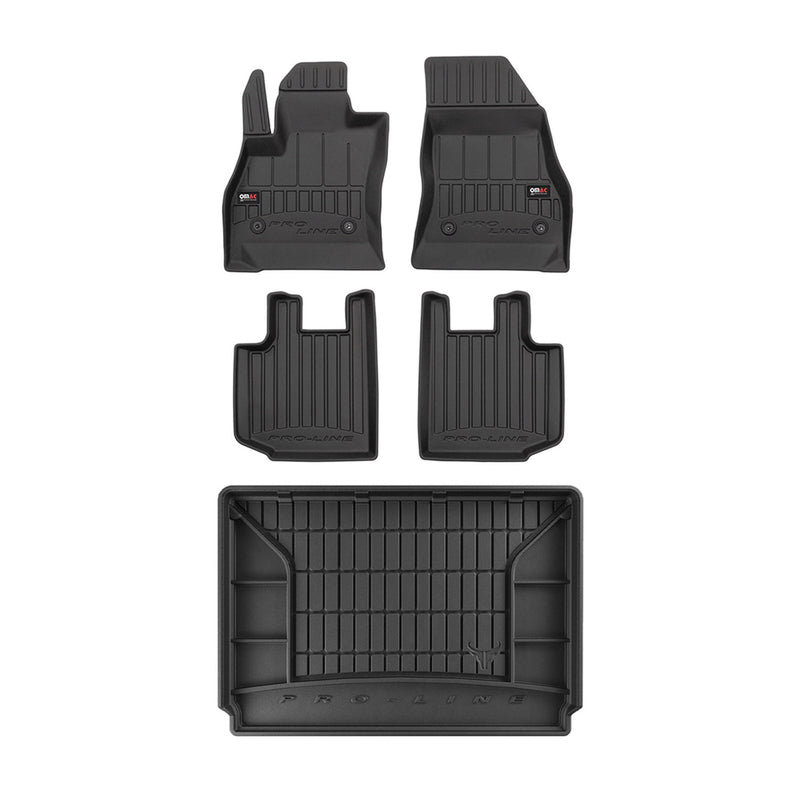 OMAC Fußmatten & Kofferraumwanne Set für Fiat 500L 2012-2024 Gummi Schwarz 5x