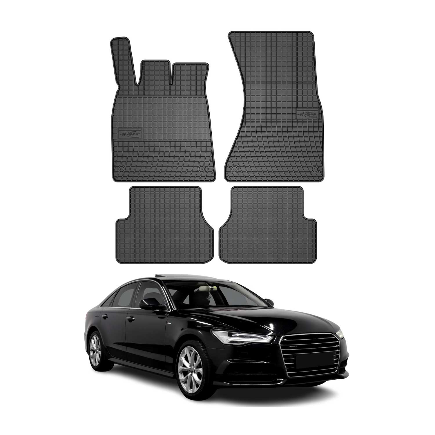 OMAC Gummi Fußmatten für Audi A6 C7 2011-2018 Automatten Gummi Schwarz 4tlg