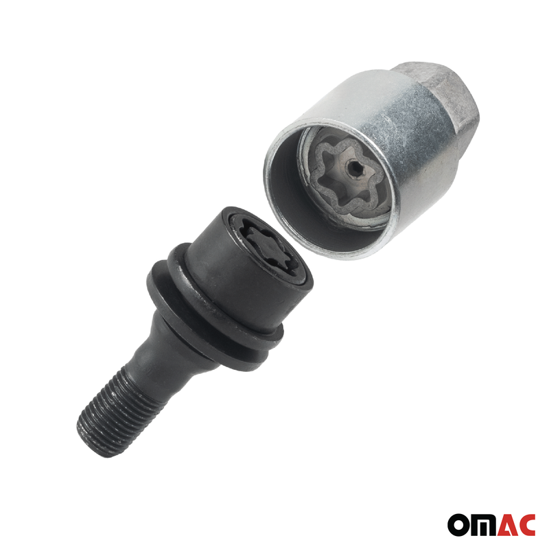 Radschloss Radschrauben Satz für Peugeot RCZ 2010-2015 Schwarz 4x M12X1.25