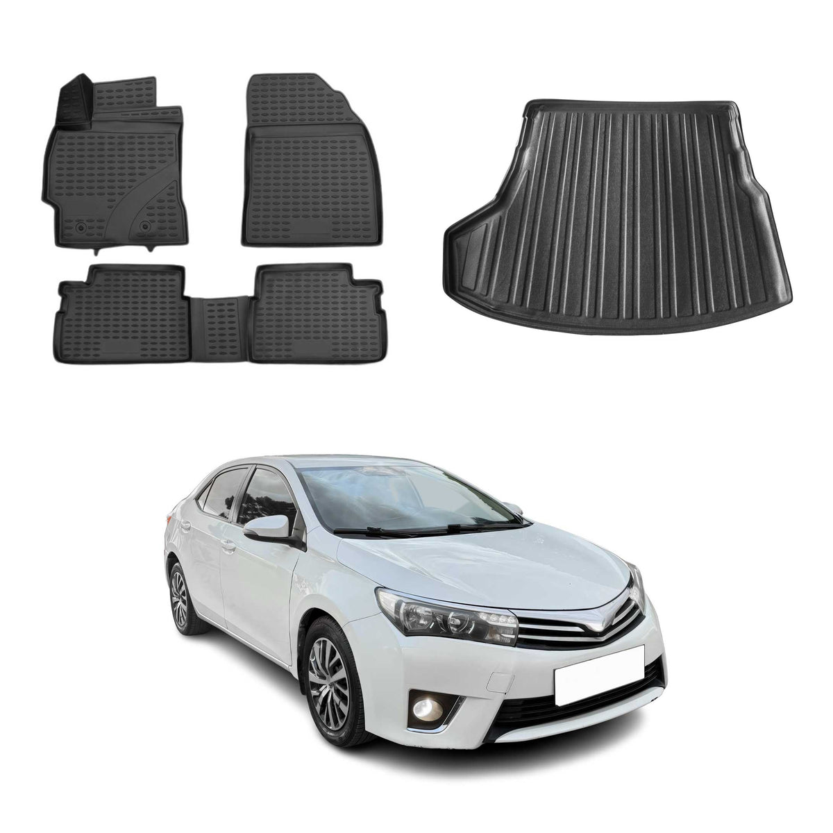 OMAC Fußmatten & Kofferraumwanne Set für Toyota Corolla Stufenheck 2013-2019