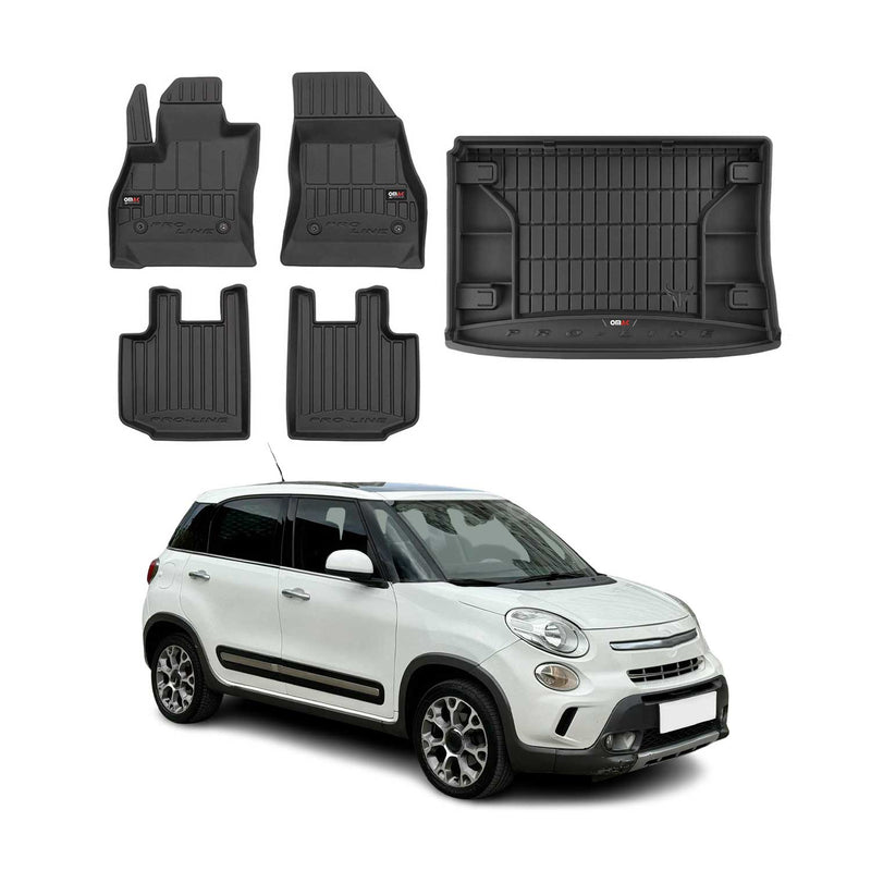 OMAC Fußmatten & Kofferraumwanne Set für Fiat 500L 2012-2024 Untere Gummi 5x