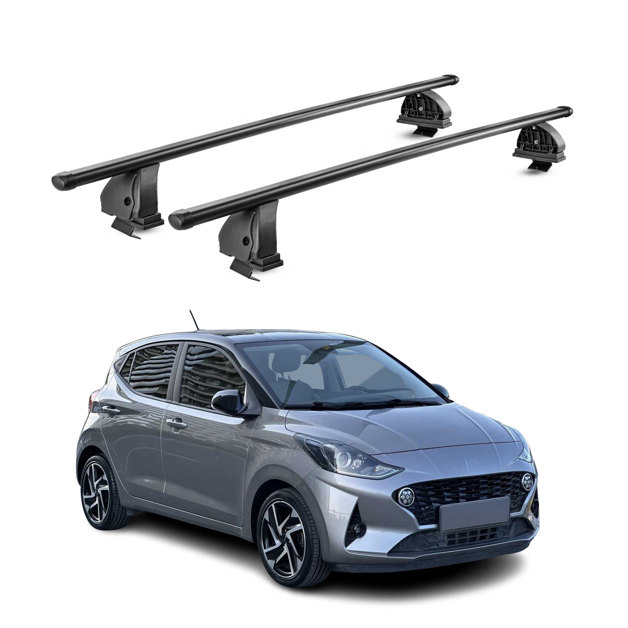 Stahl Dachträger für Hyundai i10 III Schrägheck 2020-2026 TÜV 75 kg 2tlg Schwarz