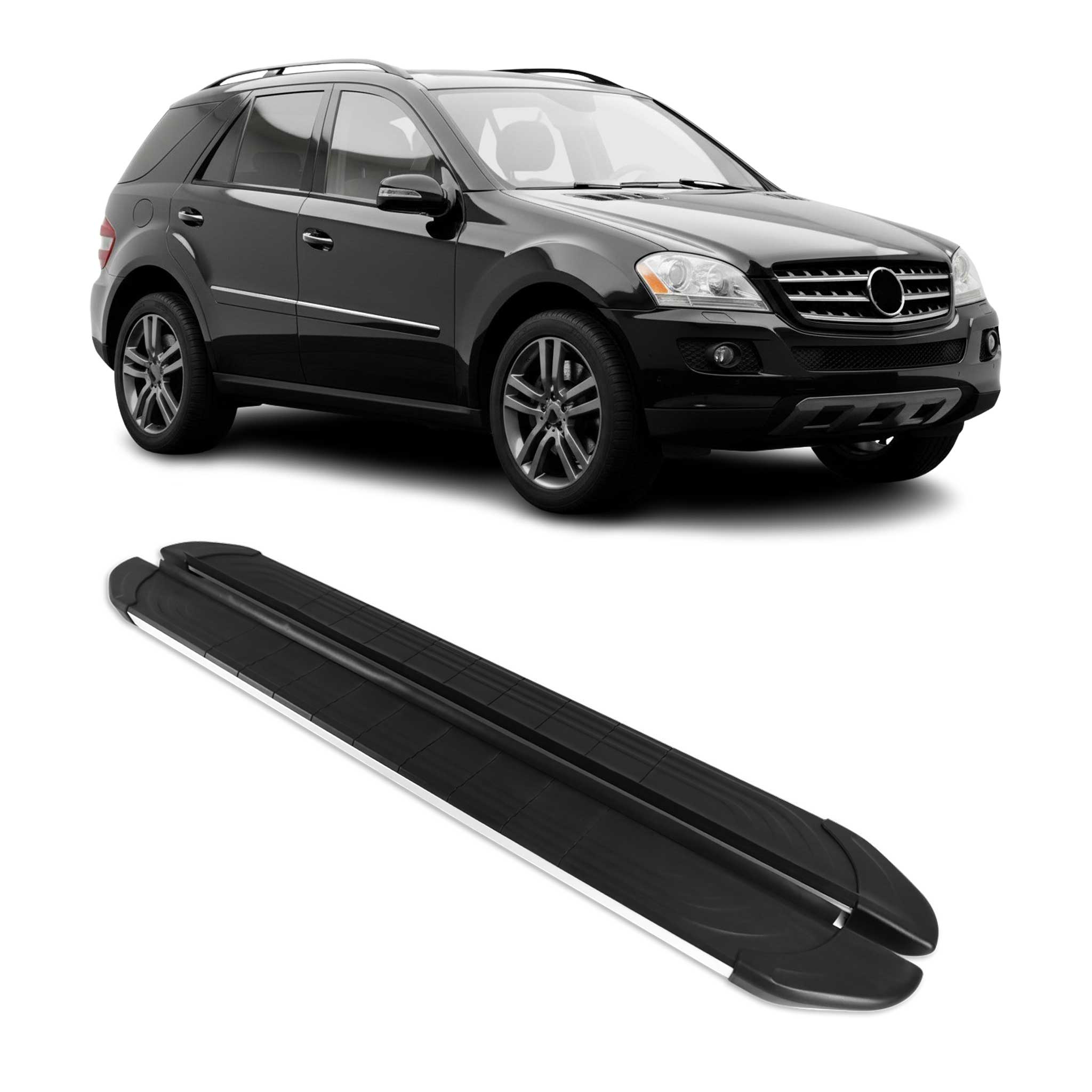 Trittbretter Seitenschweller für Mercedes M Klasse W164 2006-2011 Schwarz Alu