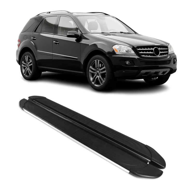 Trittbretter Seitenschweller für Mercedes M Klasse W164 2006-2011 Schwarz Alu