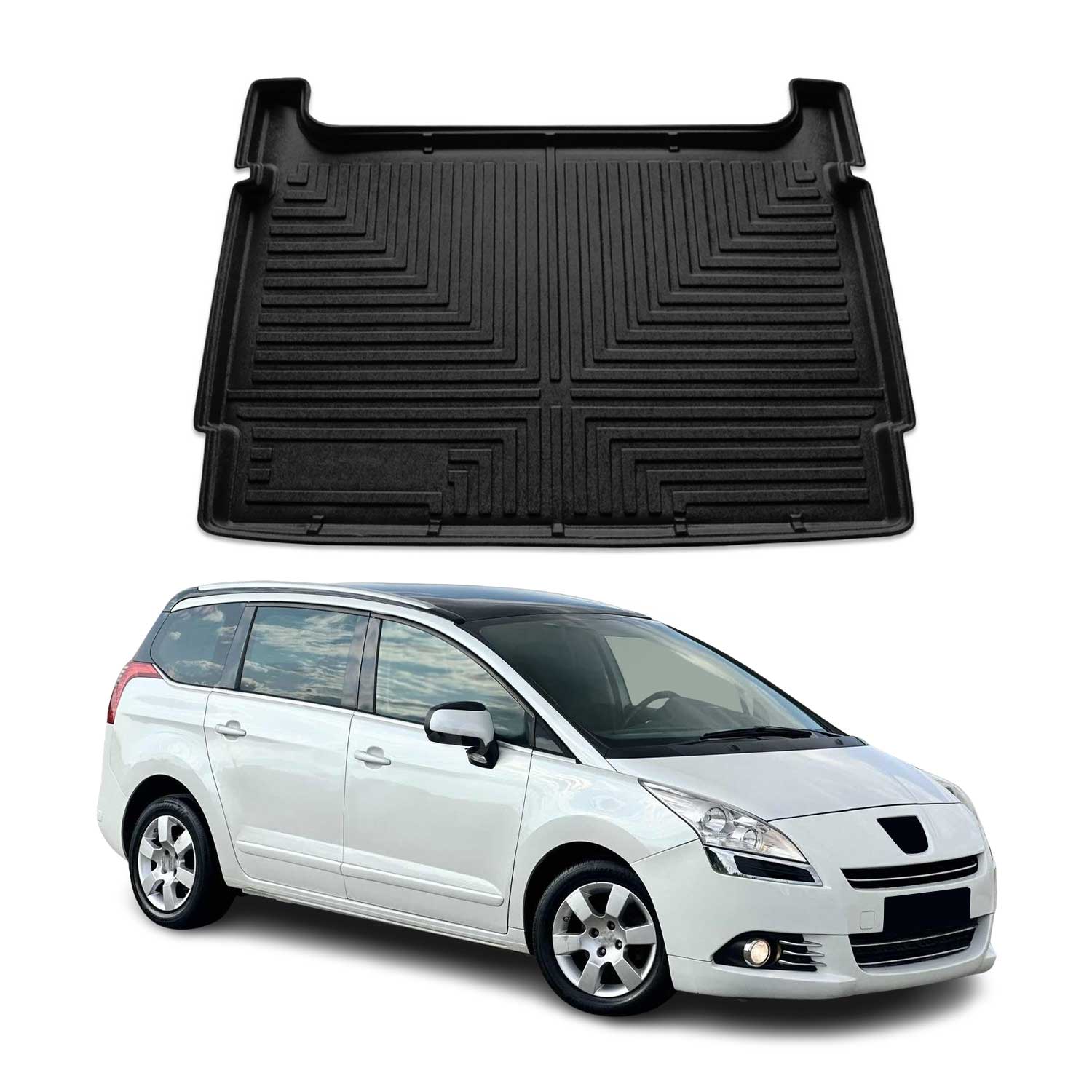 Kofferraumwanne Laderaumwanne für Peugeot 5008 I 2010-2017 Gummi TPE Schwarz