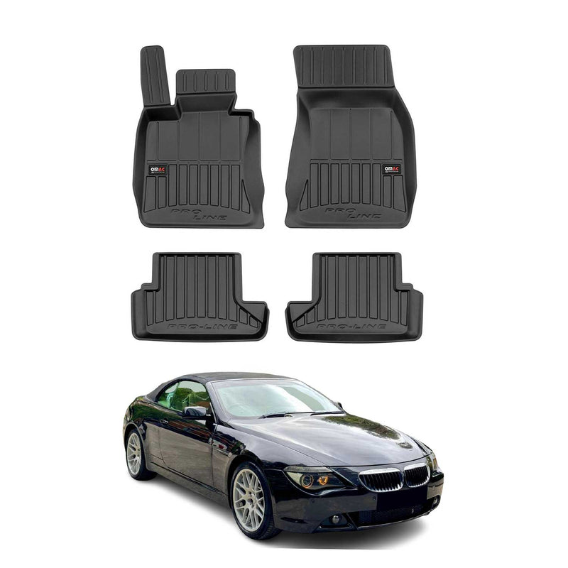 OMAC Gummi Fußmatten für BMW 6er Cabriolet E64 2004-2010 Premium TPE Schwarz 4x