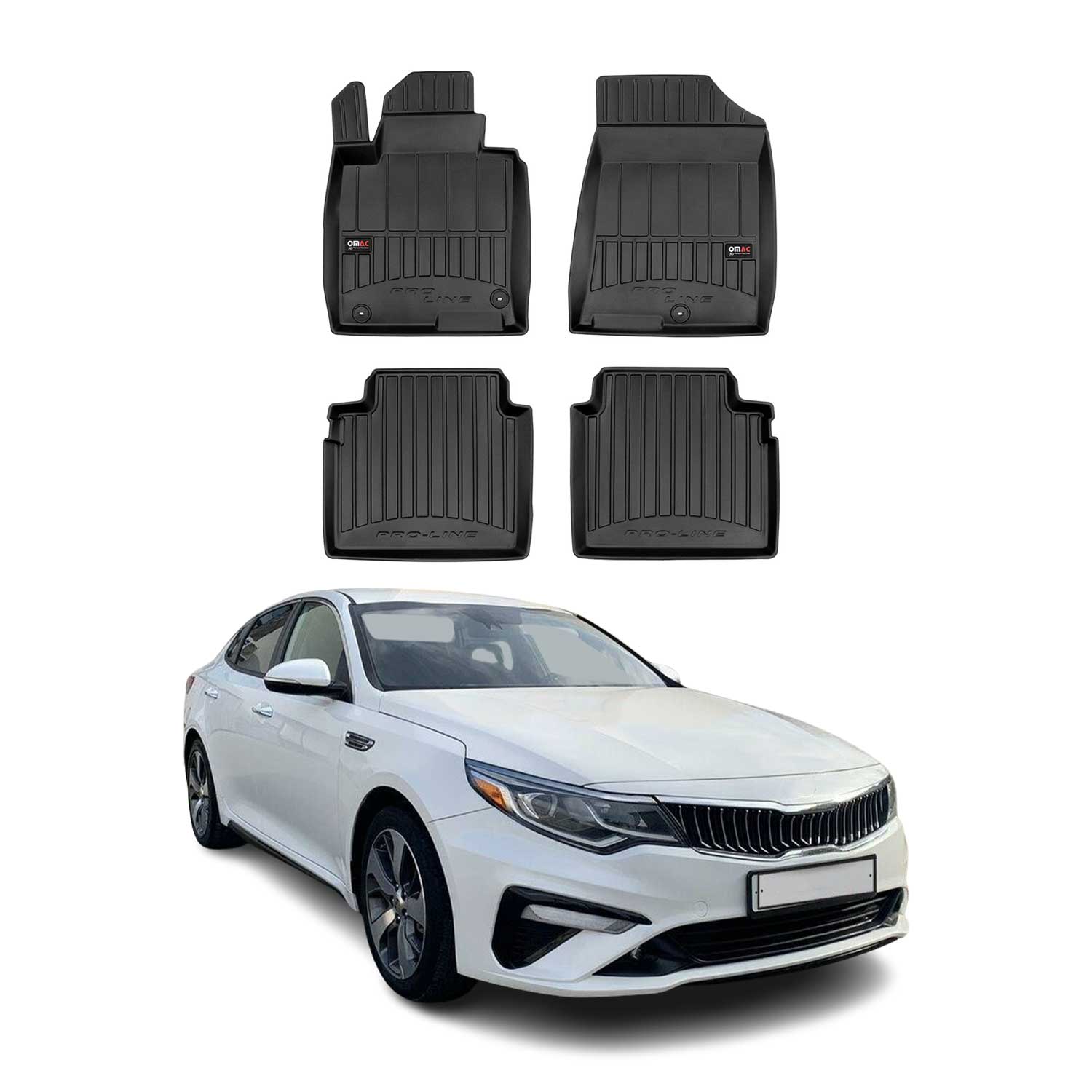 OMAC Gummi Fußmatten für Kia Optima 2015-2019 Premium TPE Automatten Schwarz 4x