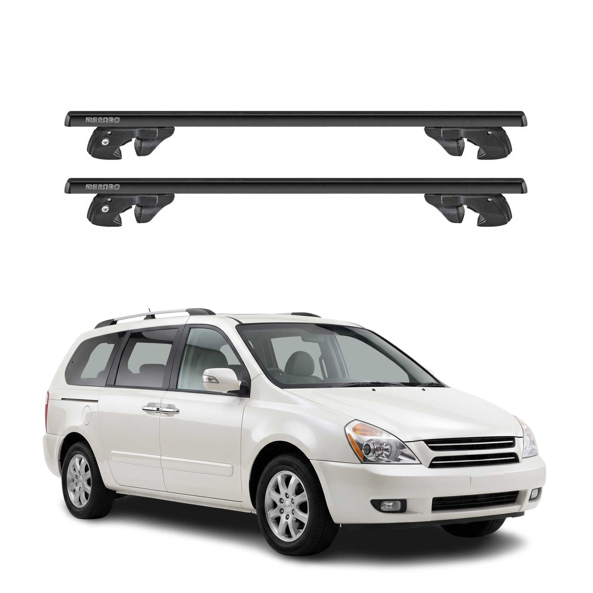 Dachträger für Kia Grand Carnival II 2006-2010 Pre-FL Alu 90kg TÜV Schwarz 2tlg