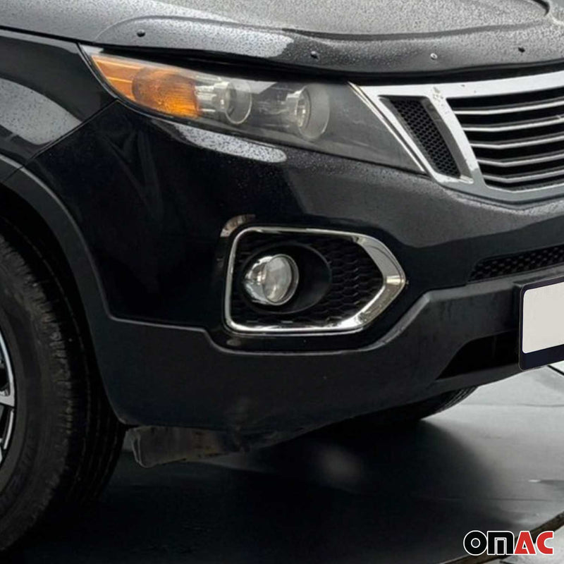 Nebelscheinwerfer Rahmen Umrandung für Kia Sorento 2010-2012 Edelstahl Silber 2x