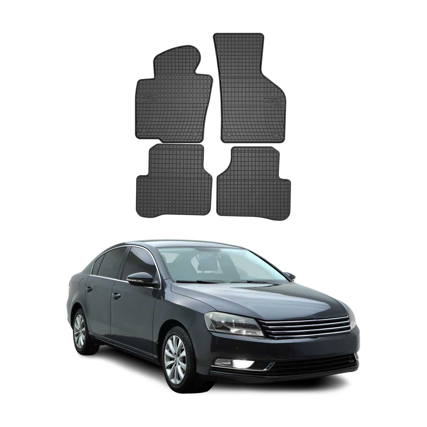 OMAC Gummi Fußmatten für VW Passat B7 2010-2015 Automatten Gummi TPE Schwarz 4x